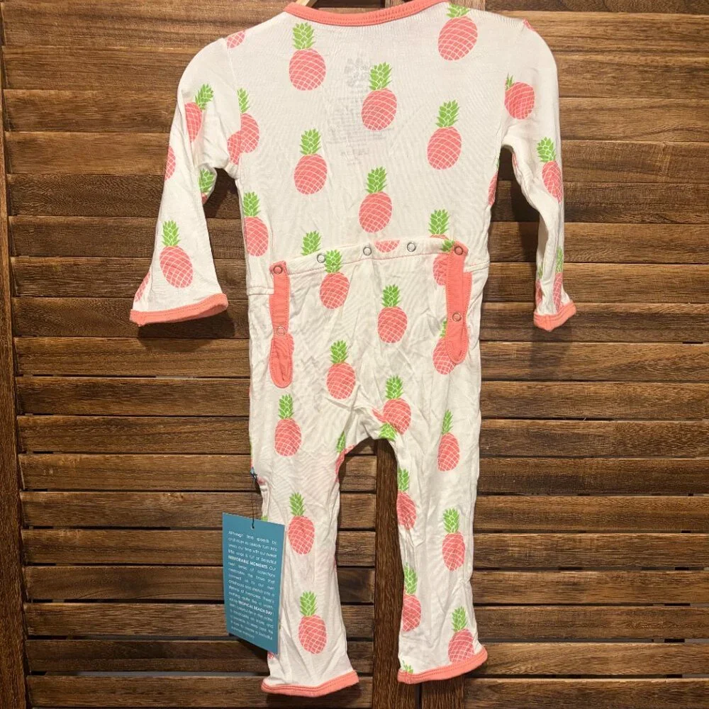 Kickee Pants Kids Long Sleeve Coverall with Zipper Pineapple Pink